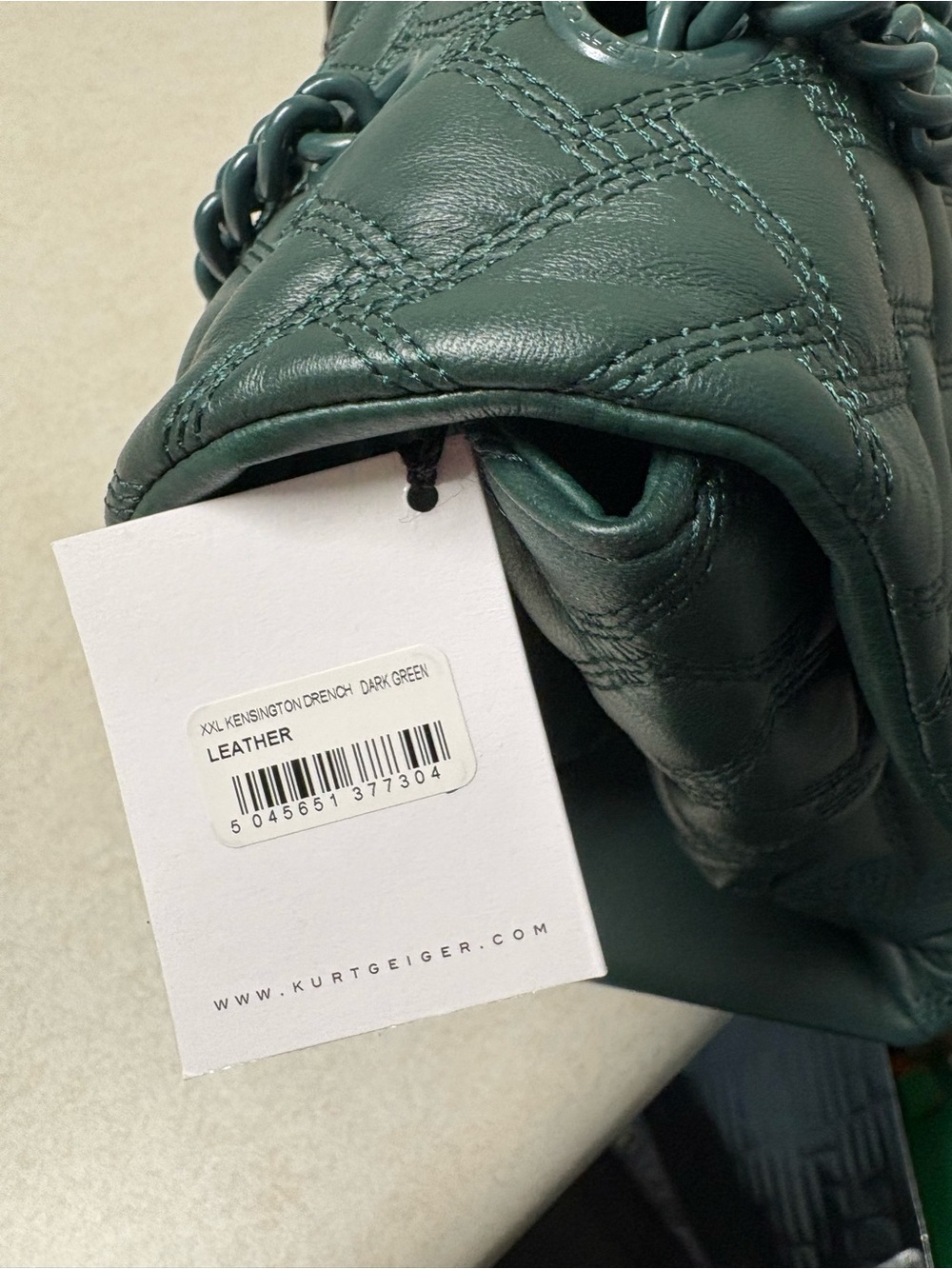 Kurt Geiger Quilted Leather Shoulder Bag - Dark Green - Picture 3 of 7